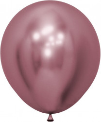 Шар (18''/46 см) Reflex, Зеркальный блеск, Розовый (909), хром, 6 шт.