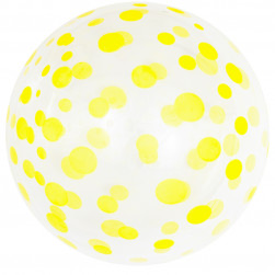 Шар (18''/46 см) Deco Bubble, Желтое конфетти, Прозрачный, Кристалл, 50 шт.