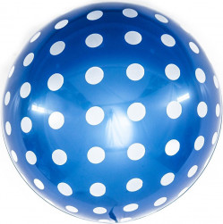 Шар (18''/46 см) Deco Bubble, Белые точки, Синий, 1 шт. в уп.