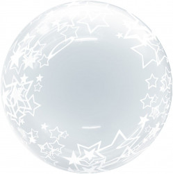 Шар (18''/46 см) Deco Bubble, Звезды, Прозрачный, Кристалл, 1 шт. в уп.