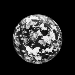 Шар (18''/46 см) Deco Bubble, Белые бабочки, Прозрачный, Кристалл, 1 шт. в уп.