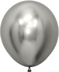 Шар (18''/46 см) Reflex, Зеркальный блеск, Серебро (981), хром, 6 шт.