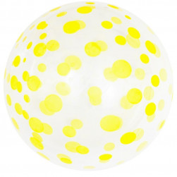 Шар (18''/46 см) Deco Bubble, Желтое конфетти, Прозрачный, Кристалл, 1 шт.