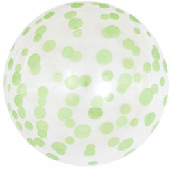 Шар (18''/46 см) Deco Bubble, Зеленое конфетти, Прозрачный, Кристалл, 1 шт.