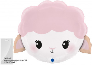 Шар (19''/48 см) Фигура, Милая овечка, Розовый, 1 шт. в уп.