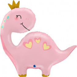 Шар (28''/71 см) Фигура, Динозаврик Принцесса, Розовый, 1 шт.