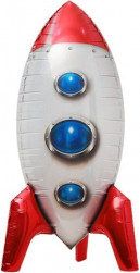 Шар (32''/81 см) Фигура, 3D Ракета, Красный, 1 шт.