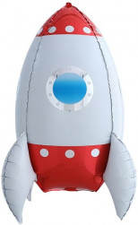 Шар (28''/71 см) Фигура, 3D Ракета, Красный, 1 шт.