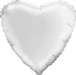 Шар (30''/76 см) Сердце, Белый, 1 шт. в упак.