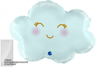 Шар (24''/61 см) Фигура, Маленькое облако, Голубой, Сатин, 1 шт. в уп.