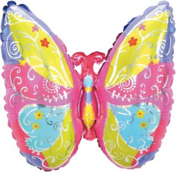 Шар (24''/61 см) Фигура, Экзотическая бабочка, Розовый, 1 шт.