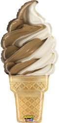 Шар (32''/81 см) Фигура, Мороженое, Вафельный стаканчик, Шоколадный/Крем-брюле, 1 шт.