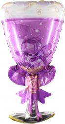 Шар (32''/81 см) Фигура, Бокал Шампанское, Кубики льда, Розовый, 1 шт.