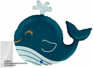 Шар (26''/66 см) Фигура, Счастливый кит, 1 шт. в уп.
