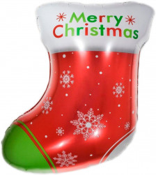 Шар (24''/61 см) Фигура, Новогодний носок для подарков, Красный, 1 шт.