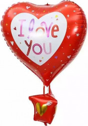 Шар (30''/76 см) Сердце, Воздушный шар, Люблю Тебя, Красный, 1 шт.