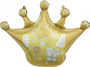 Шар (30''/76 см) Фигура, Корона, Сверкающие искры, Золото, 1 шт.
