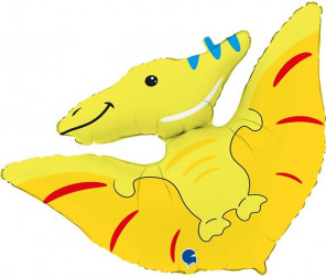 Шар (34''/86 см) Фигура, Динозавр Птеродактиль, Желтый, 1 шт.