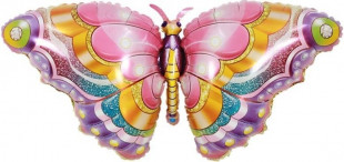 Шар (38''/97 см) Фигура, Сверкающая бабочка, Розовый, 1 шт.