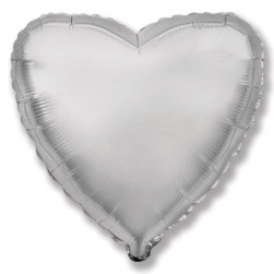 Шар (4''/10 см) Микро-сердце, Серебро, 1 шт.