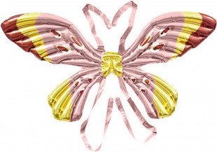 Шар (38''/97 см) Фигура 3D, Бабочка, Карнавальные крылья, Розовый, 1 шт.