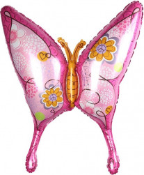 Шар (38''/97 см) Фигура, Тропическая бабочка, Розовый, 1 шт.