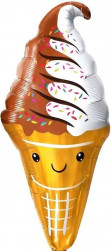 Шар (47''/119 см) Фигура, Мороженое, Вафельный рожок, Шоколадный/Белый, 1 шт.