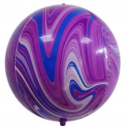 Шар 3D (22''/56 см) Сфера, Мрамор, Фиолетовый/Синий, Агат, 1 шт.