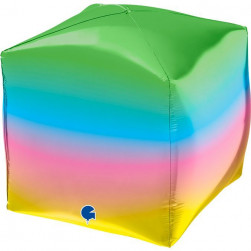 Шар 3D (18''/46 см) Куб, Радужный, 1 шт.