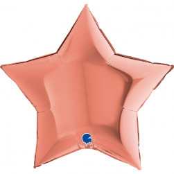 Шар (9''/23 см) Мини-звезда, Розовое Золото, 1 шт.