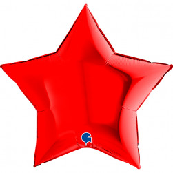 Шар (9''/23 см) Мини-звезда, Красный, 1 шт.
