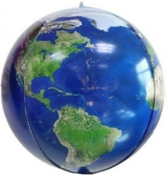Шар 3D (22''/56 см) Сфера, Планета Земля, 1 шт.