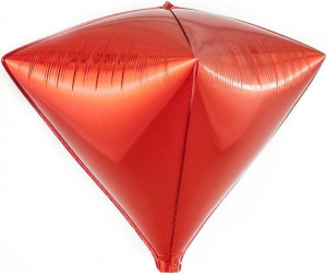 Шар 3D (24''/61 см) Алмаз, Красный, 1 шт.