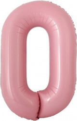 Шар с клапаном (16''/41 см) Мини-цифра, 0, Розовый, 1 шт.
