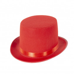 Шляпа Цилиндр, фетр, Красный, 1 шт.