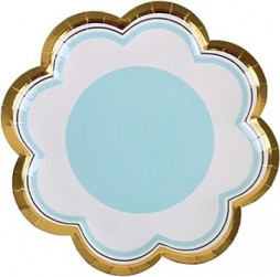 Тарелки (9''/23 см) Цветок, Голубой, Металлик, 6 шт.
