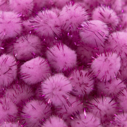 Декоративное украшение Помпончики с люрексом, 2 см, Розовый, 100 шт.