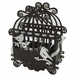 Декоративный ящик Клетка с птицами, с блестками, 24*19*9 см, 1 шт.