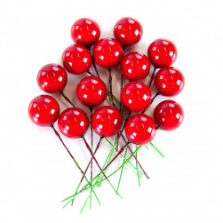 Декоративные глянцевые шарики 1,5 см, Красный, 15 шт. в упак.