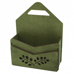 Декоративный ящик Конверт, Резные сухоцветы, Зеленый, 26*17*6 см, 1 шт.