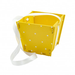 Декоративный ящик Кашпо, Белые точки, Желтый, 11*10*9 см, 1 шт.