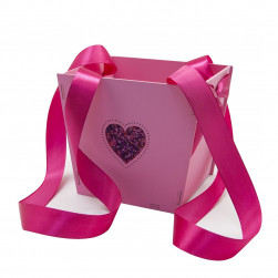 Декоративный ящик Кашпо, Сверкающее сердце, Розовый, 17*12*14 см, 1 шт.