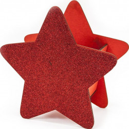Декоративный ящик Звезда, Красный, с блестками, 25*12*24 см, 1 шт.