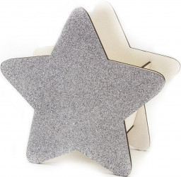 Декоративный ящик Звезда, Серебро, с блестками, 25*12*24 см, 1 шт.