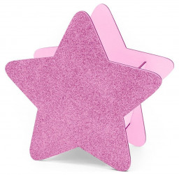 Декоративный ящик Звезда, Розовый, с блестками, 25*12*24 см, 1 шт.