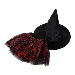 Набор (шляпка и юбочка), Маленькая ведьмочка, Черный/Красный, металлик, 1 шт.