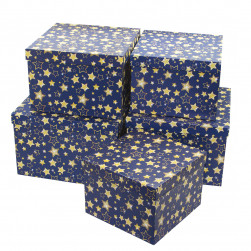 Набор коробок Золотой звездопад, Темно-синий, 30*30*20 см, 5 шт.