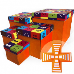 Набор коробок WOW - Сюрприз, Яркие смайлы, Оранжевый, 21*21*21 см, 5 шт.