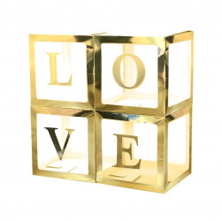 Набор коробок для шаров, Love, Золото, Металлик, 30*30*30 см, 4 шт. в упак.