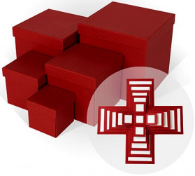 Набор коробок WOW - Сюрприз, Текстура рогожки, Красный, 21*21*21 см, 5 шт.